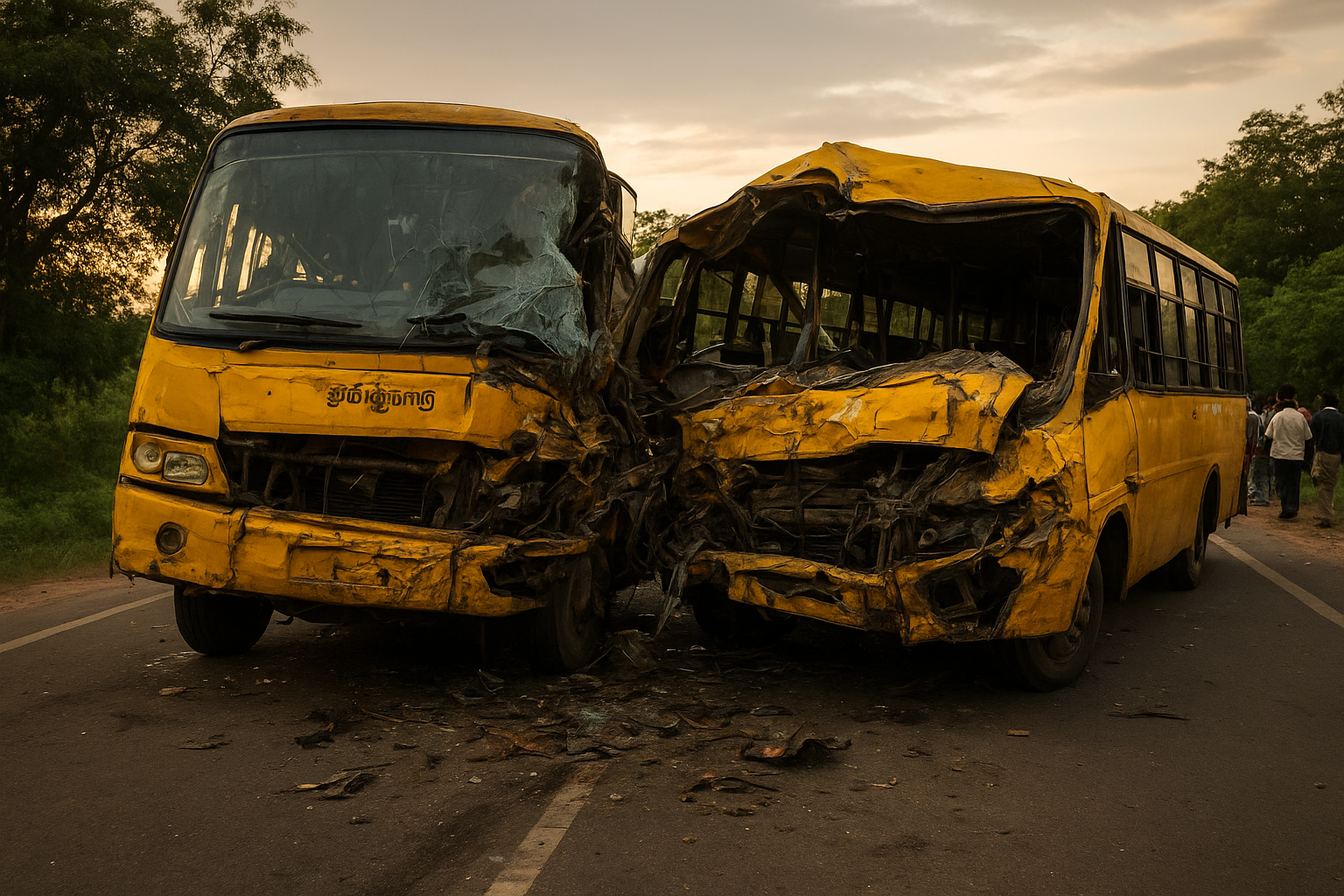 HEAD-ON COLLISION BETWEEN TWO BUSES IN TAMIL NADU LEAVES DOZENS DEAD AND INJURED