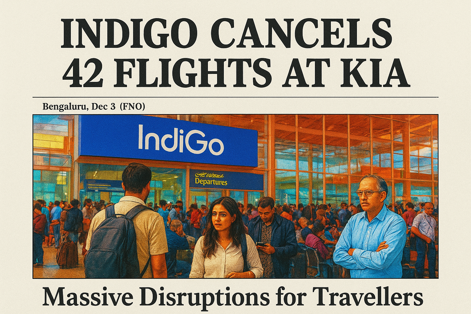 MASSIVE DISRUPTIONS AS INDIGO CANCELS 42 FLIGHTS AT KIA