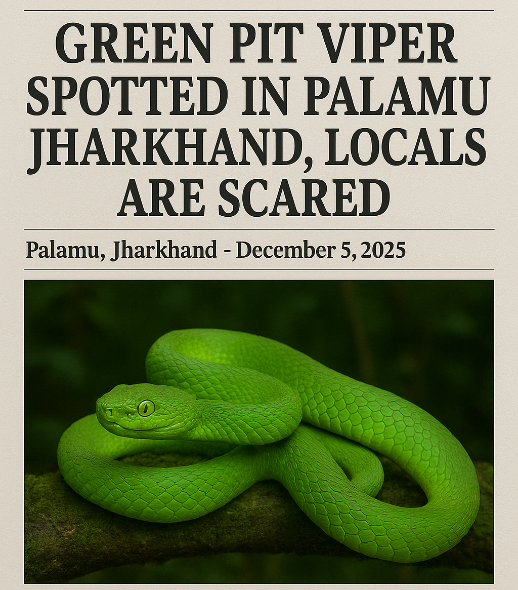 GREEN PIT VIPER SPOTTED IN PALAMU TIGER RESERVE; VILLAGERS ON ALERT