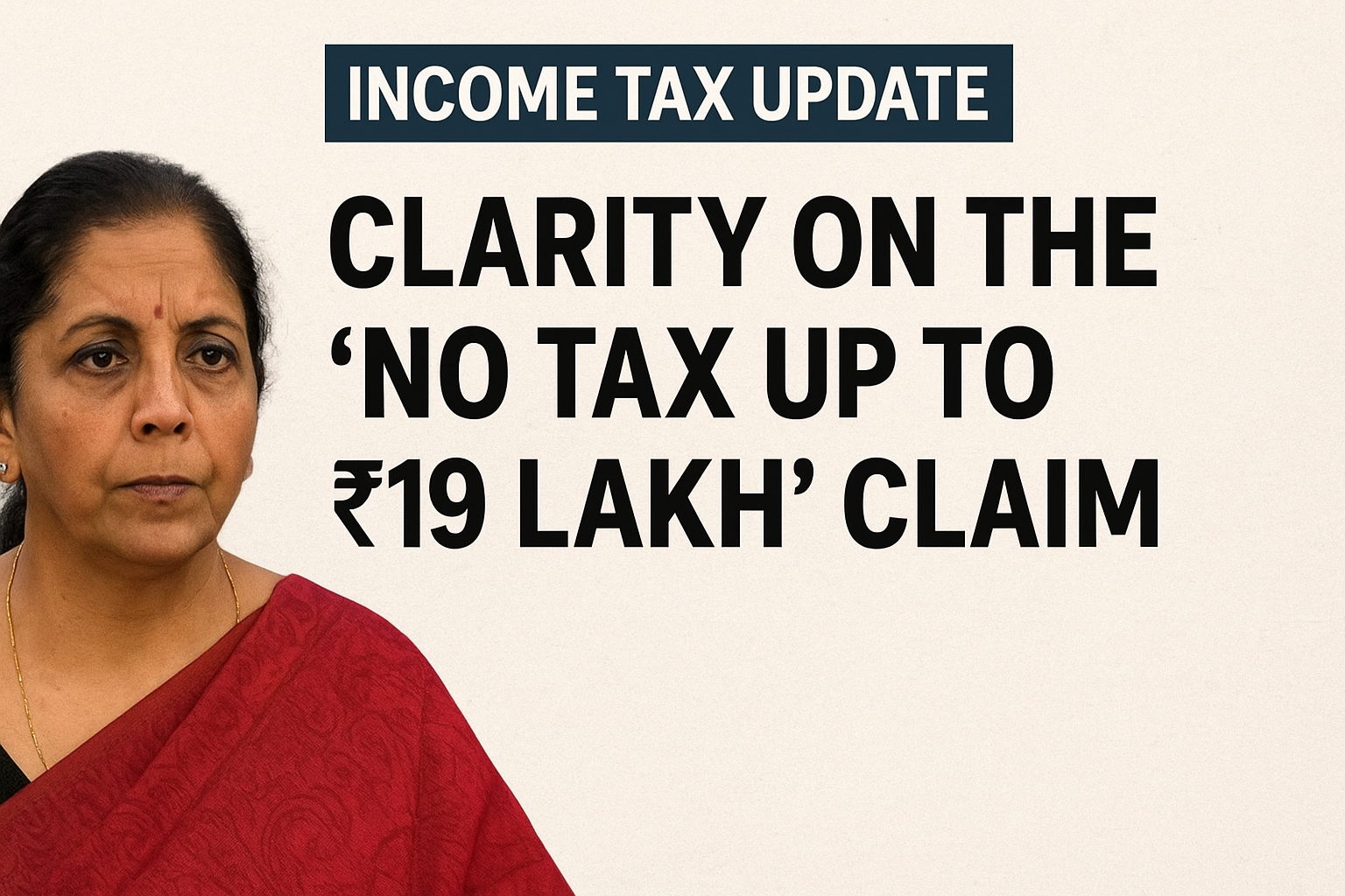 INCOME TAX UPDATE — CLARITY ON THE “NO TAX UP TO ₹19 LAKH” CLAIM
