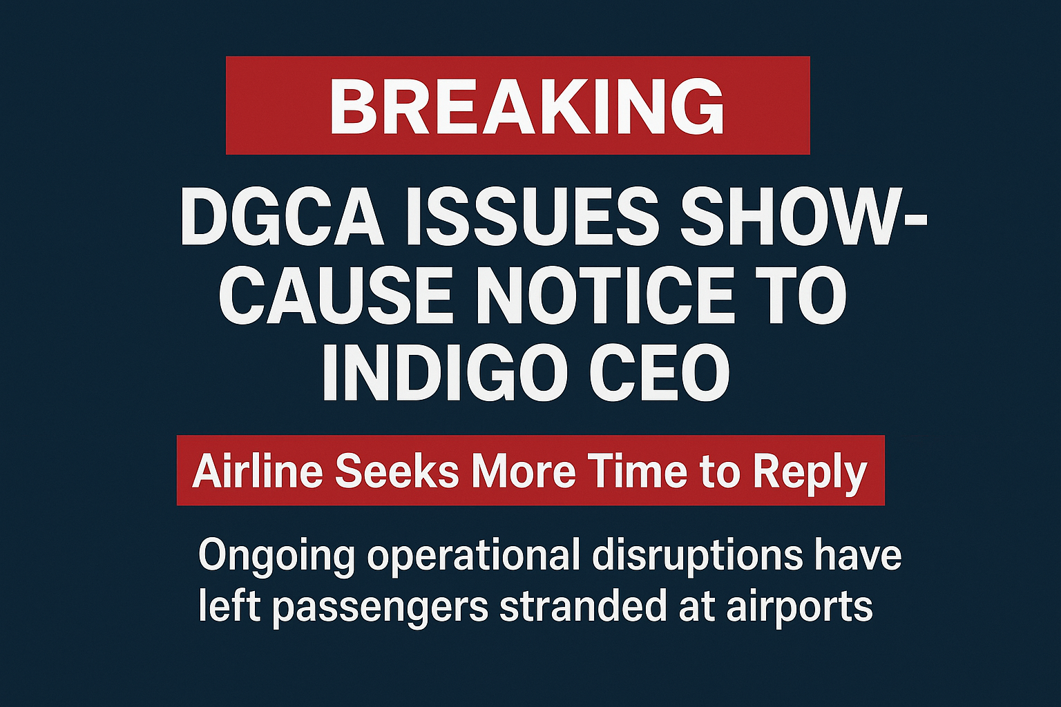 DGCA Issues Show-Cause Notice to IndiGo CEO; Airline Seeks More Time to Reply