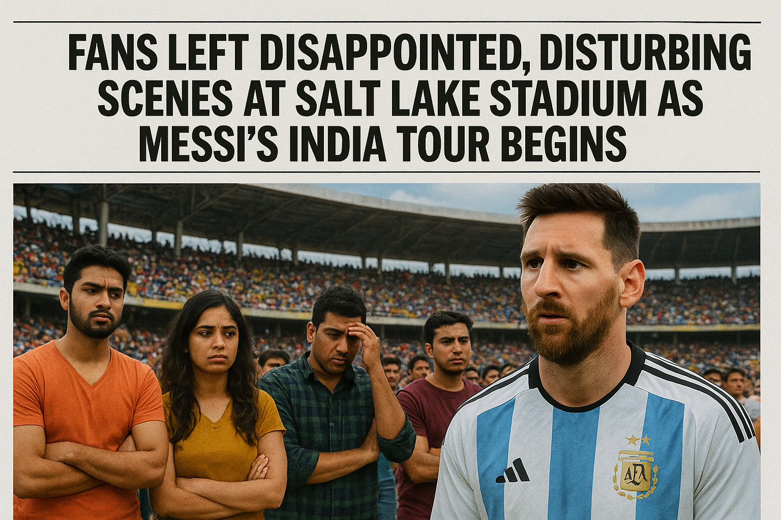 FANS LEFT DISAPPOINTED, DISTURBING SCENES AT SALT LAKE STADIUM AS MESSI’S INDIA TOUR BEGINS