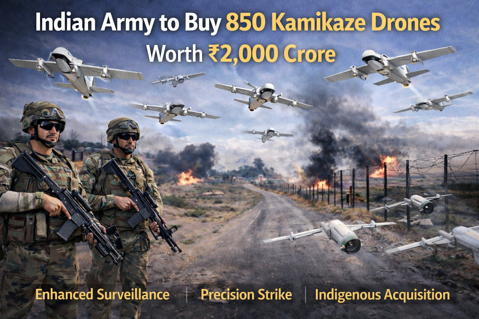 Indian Army to Procure 850 Kamikaze Drones in ₹2,000-Crore Deal