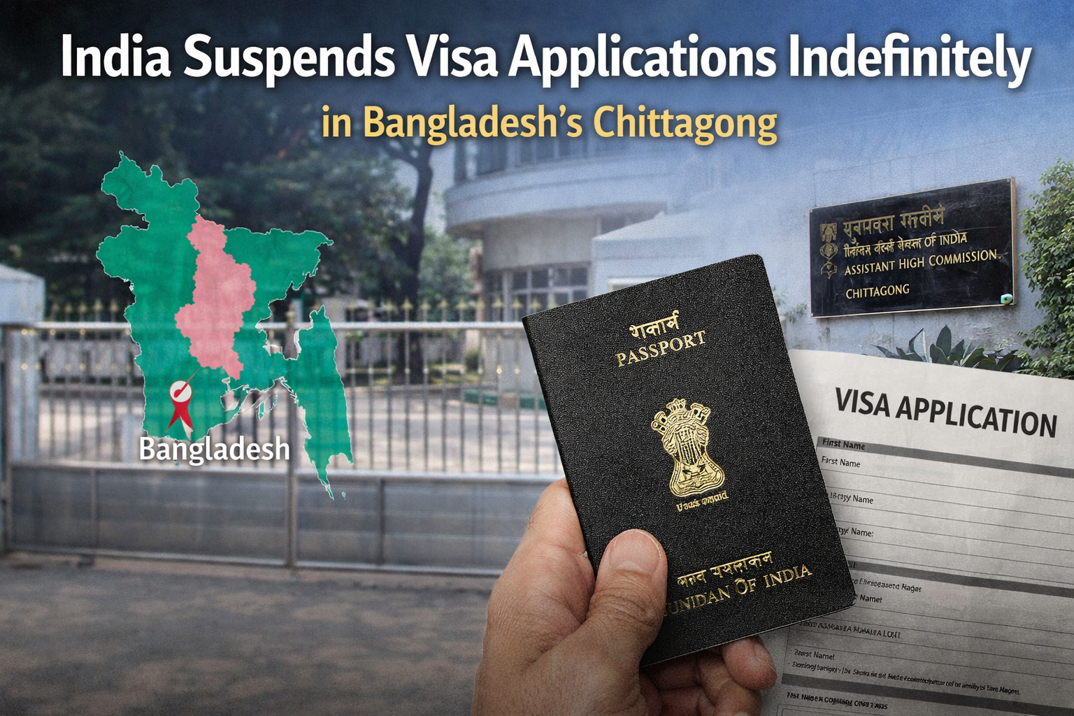 India Suspends Visa Applications Indefinitely in Bangladesh’s Chittagong