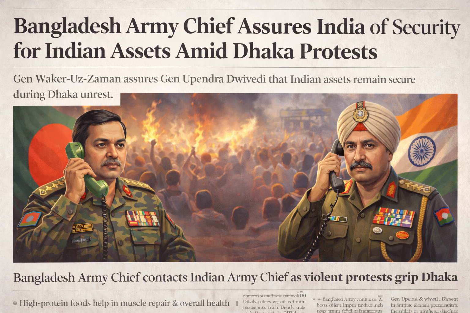 BANGLADESH ARMY CHIEF ASSURES INDIA OF SECURITY FOR INDIAN ASSETS AMID DHAKA PROTESTS