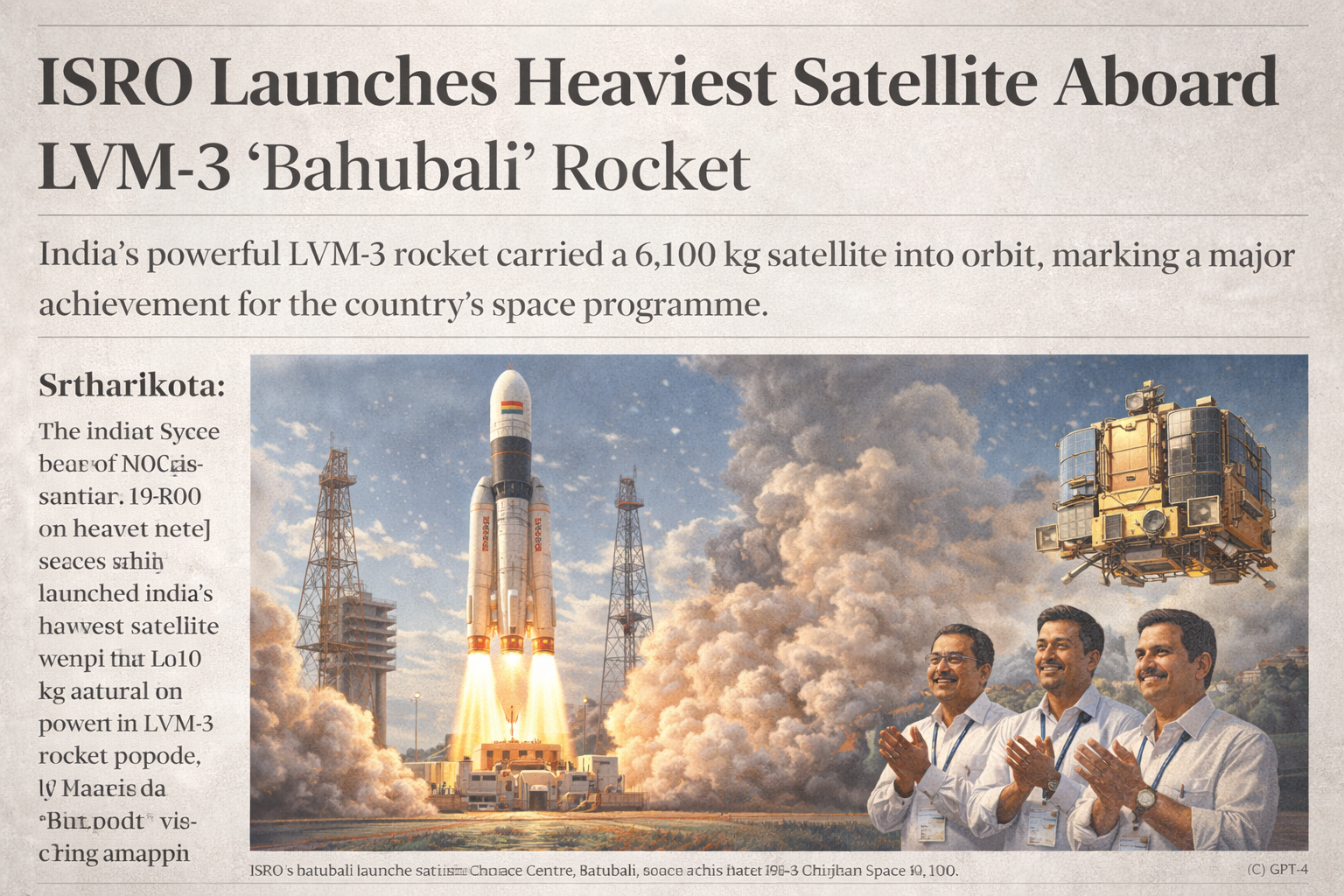 ISRO Launches Heaviest Satellite Aboard LVM-3 ‘Bahubali’ Rocket