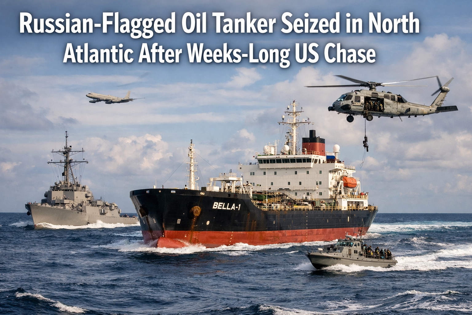 RUSSIAN-FLAGGED OIL TANKER SEIZED IN NORTH ATLANTIC AFTER WEEKS-LONG CHASE