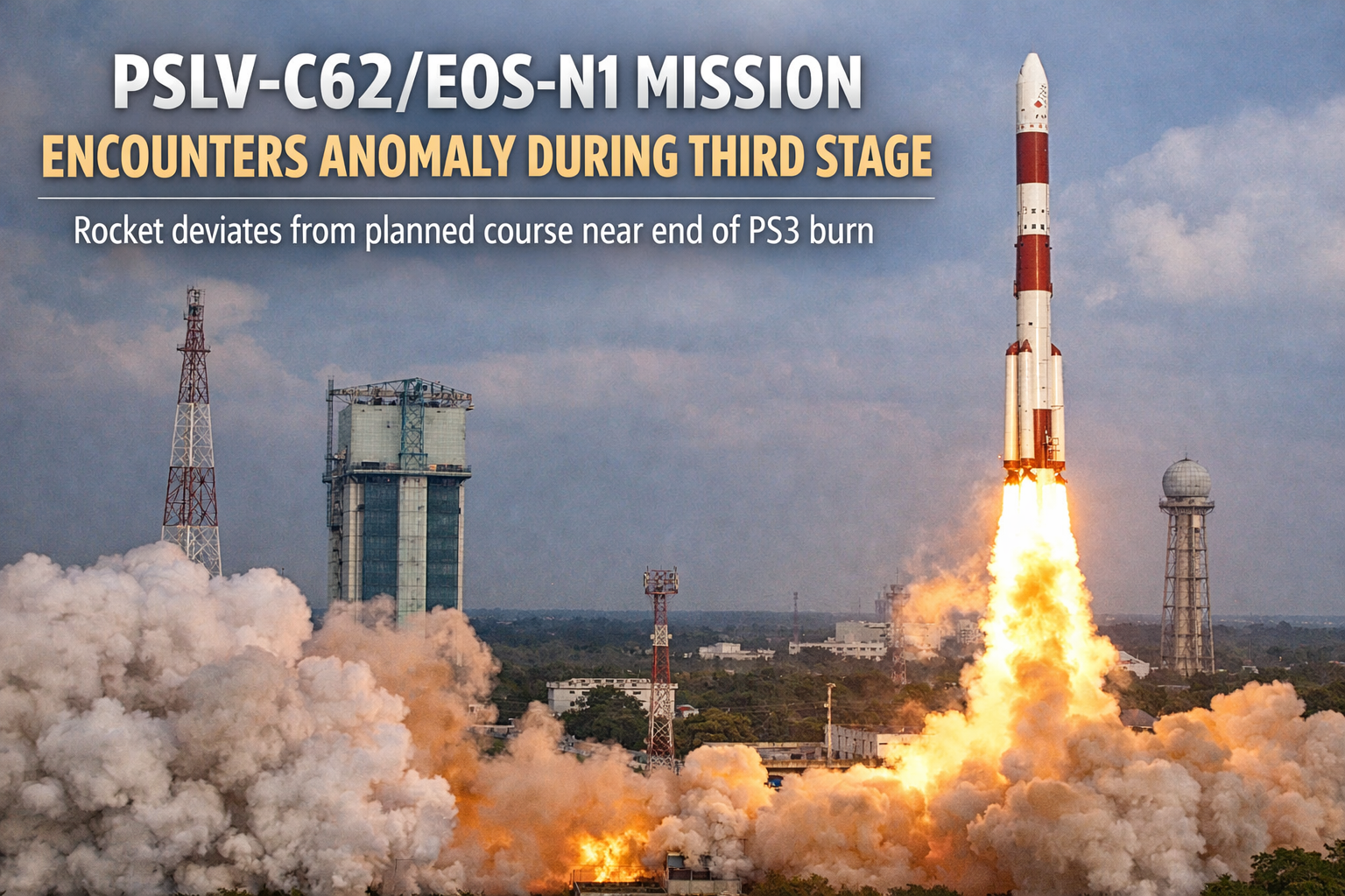 PSLV-C62/EOS-N1 Mission Encounters Anomaly During PS3 Stage