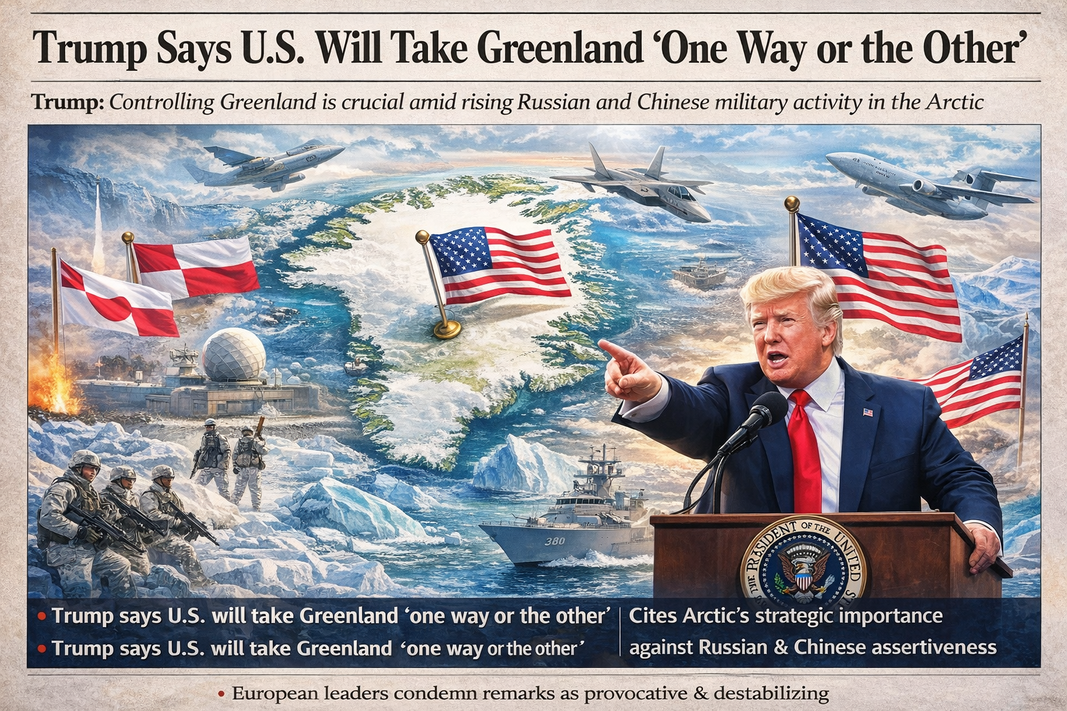 Trump Says U.S. Will Take Greenland ‘One Way or the Other’