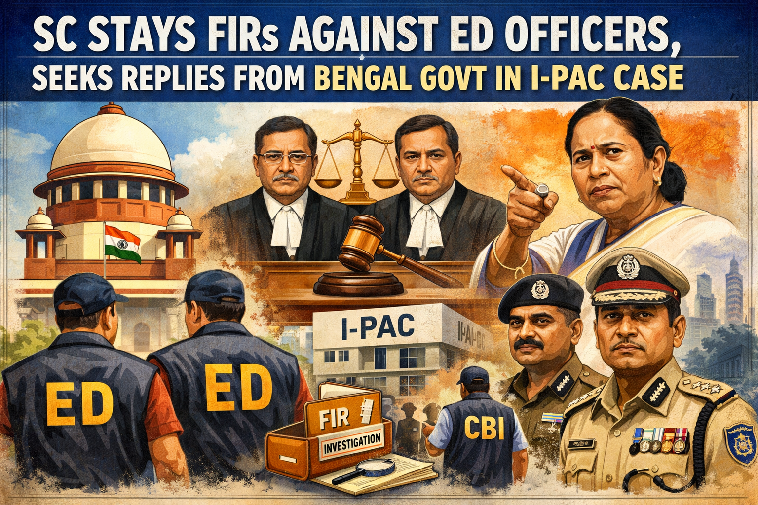 SC Stays FIRs Against ED Officers, Seeks Replies From Bengal Govt in I-PAC Case