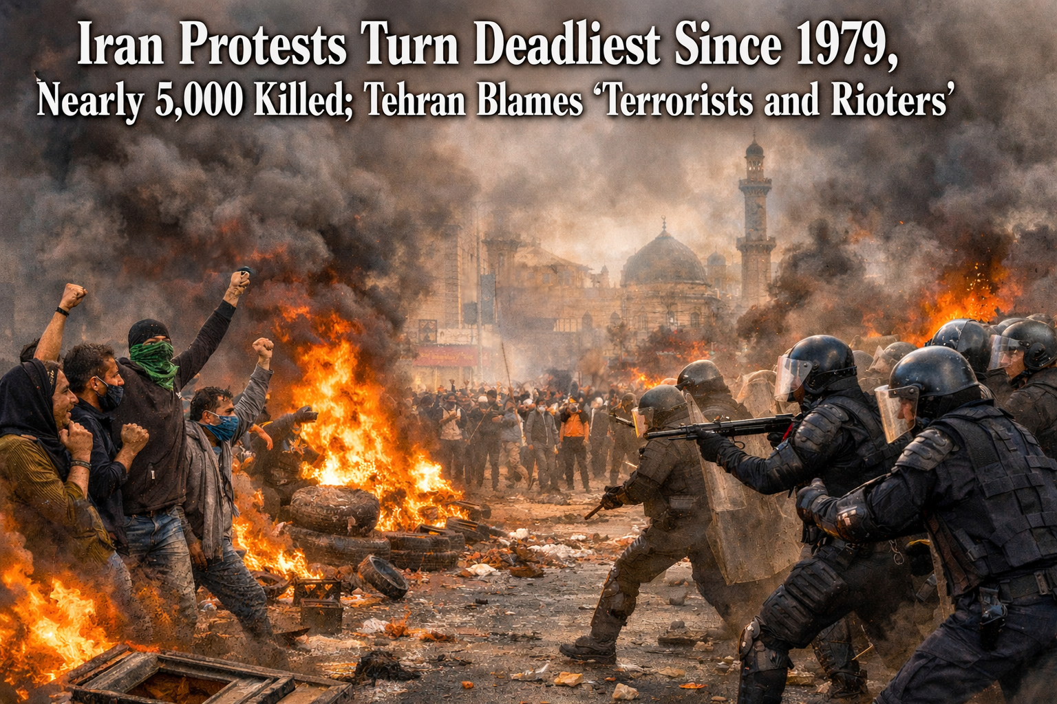 Iran Protests Turn Deadliest Since 1979, Nearly 5,000 Killed; Tehran Blames ‘Terrorists and Rioters’