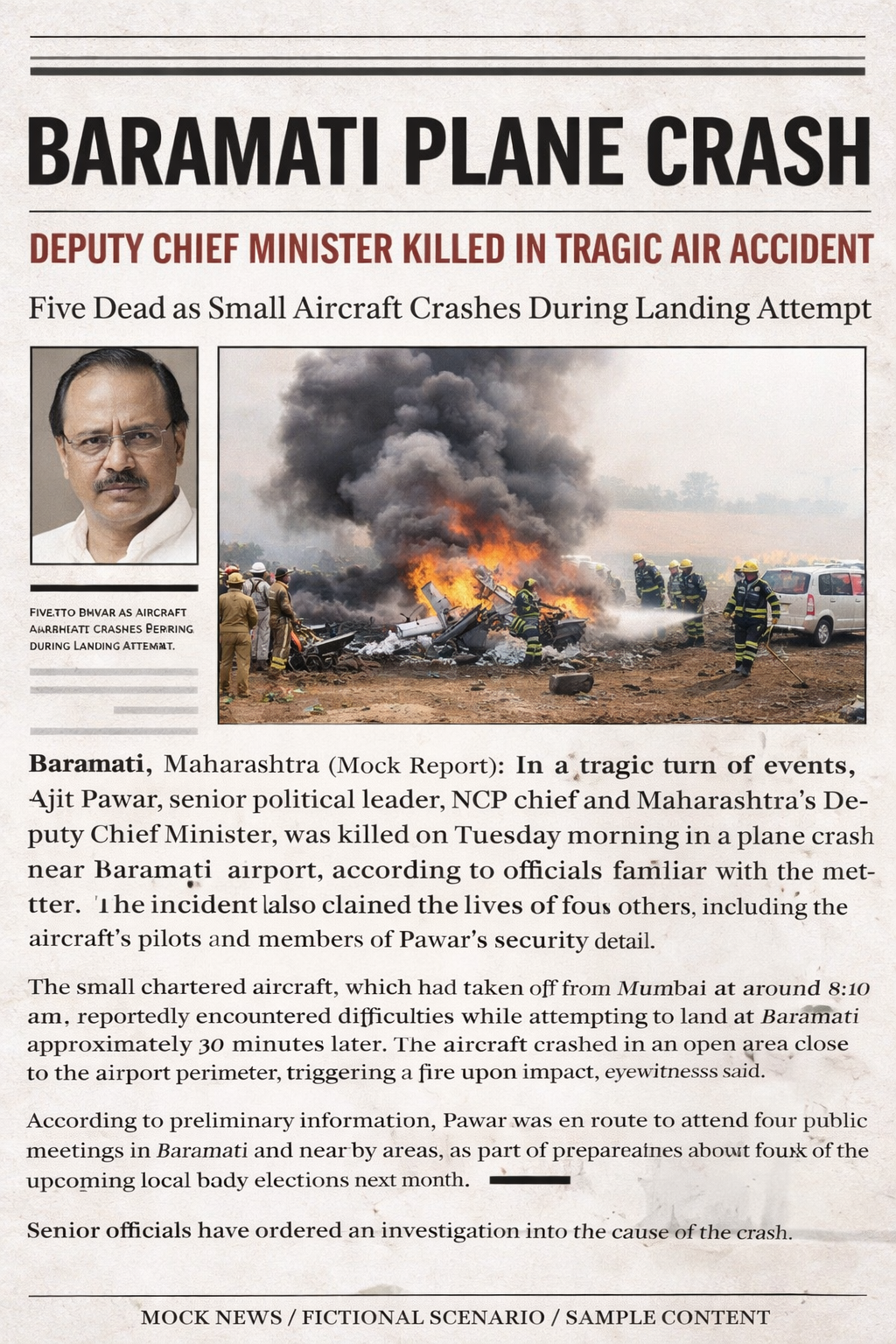 BARAMATI PLANE CRASH: DEPUTY CHIEF MINISTER KILLED IN TRAGIC AIR ACCIDENT