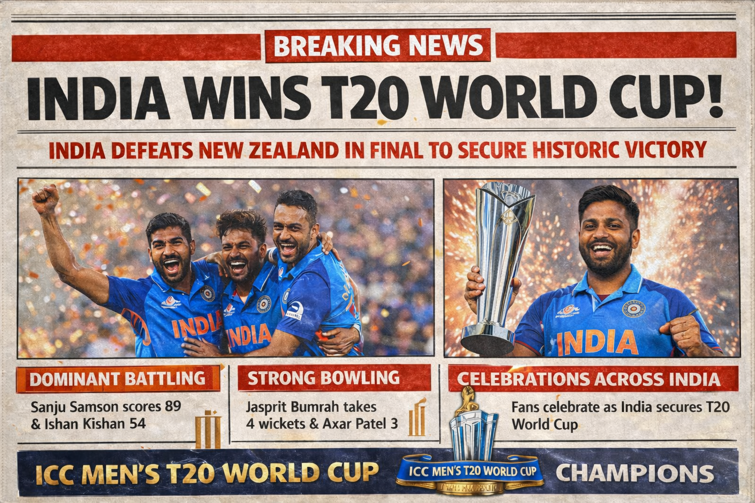 INDIA WINS MEN’S T20 WORLD CUP – HISTORIC VICTORY