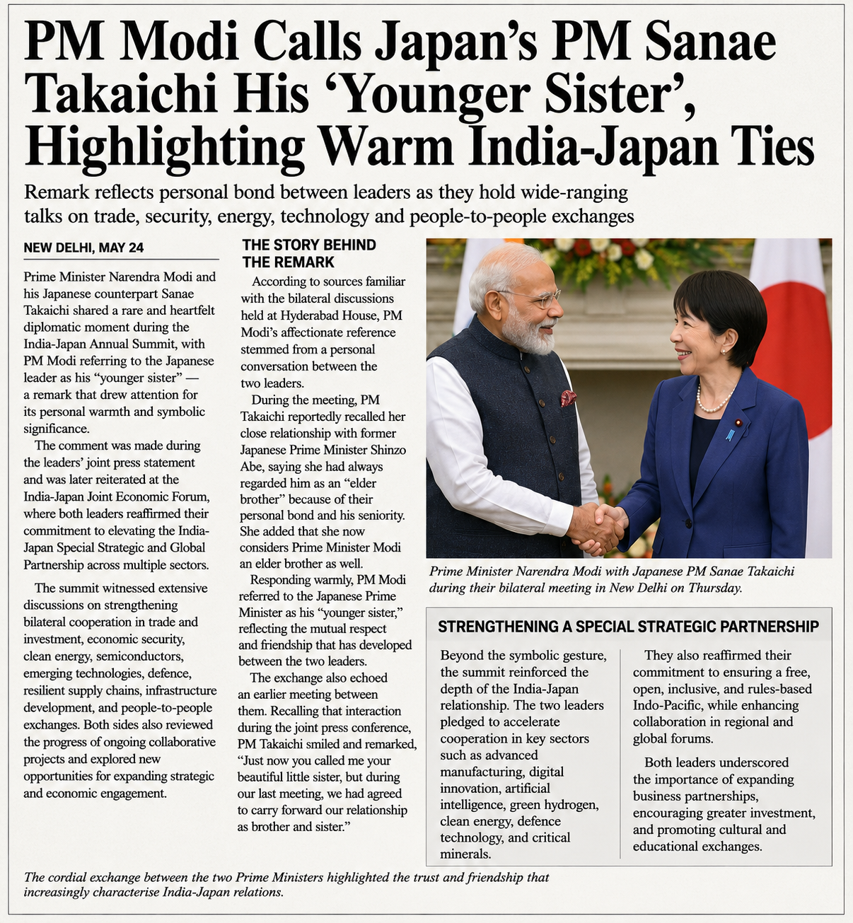 PM Modi Calls Japan's PM Sanae Takaichi His ‘Younger Sister’, Highlighting Warm India-Japan Ties